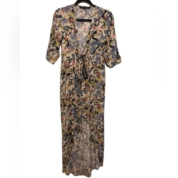 KNOT SISTERS MORRISON KIMONO FLORAL BUTTON FROM HI LOW BOHO 3/4 SLEEVE DRESS XS - Picture 6 of 14